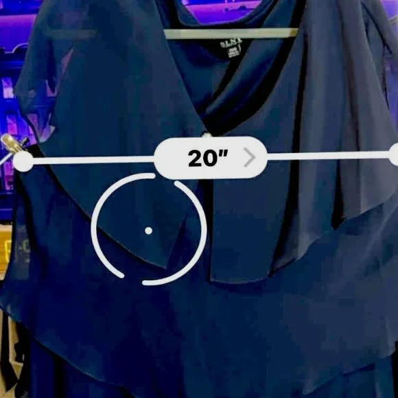 NWT SLNY Fashions Sleeveless Tiered Chiffon Dress, Navy Blue, SIZE 20W - Picture 9 of 10